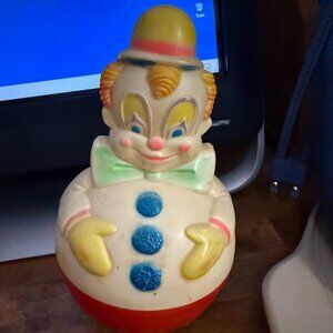 1977 Sanitoy Roly Poly Wobble Clown Baby Toy Collectible